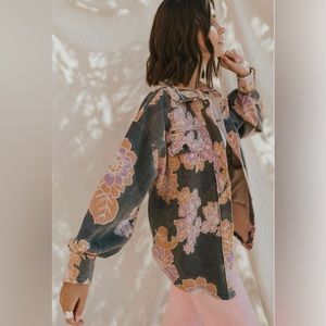 NWT FREE PEOPLE RUBY PRINTED JACKET IN CHARCOAL SIZE SMALL